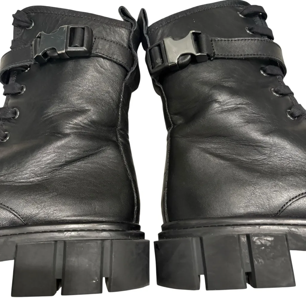 Massimo Dutti Black Leather Ankle Boots With Super Track Sole, Sz EU 39 / US 9 - Image 12