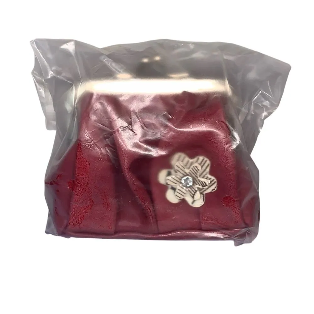 NWT MICHE Coin Purse Reddish Pink with Flower Red - Image 4