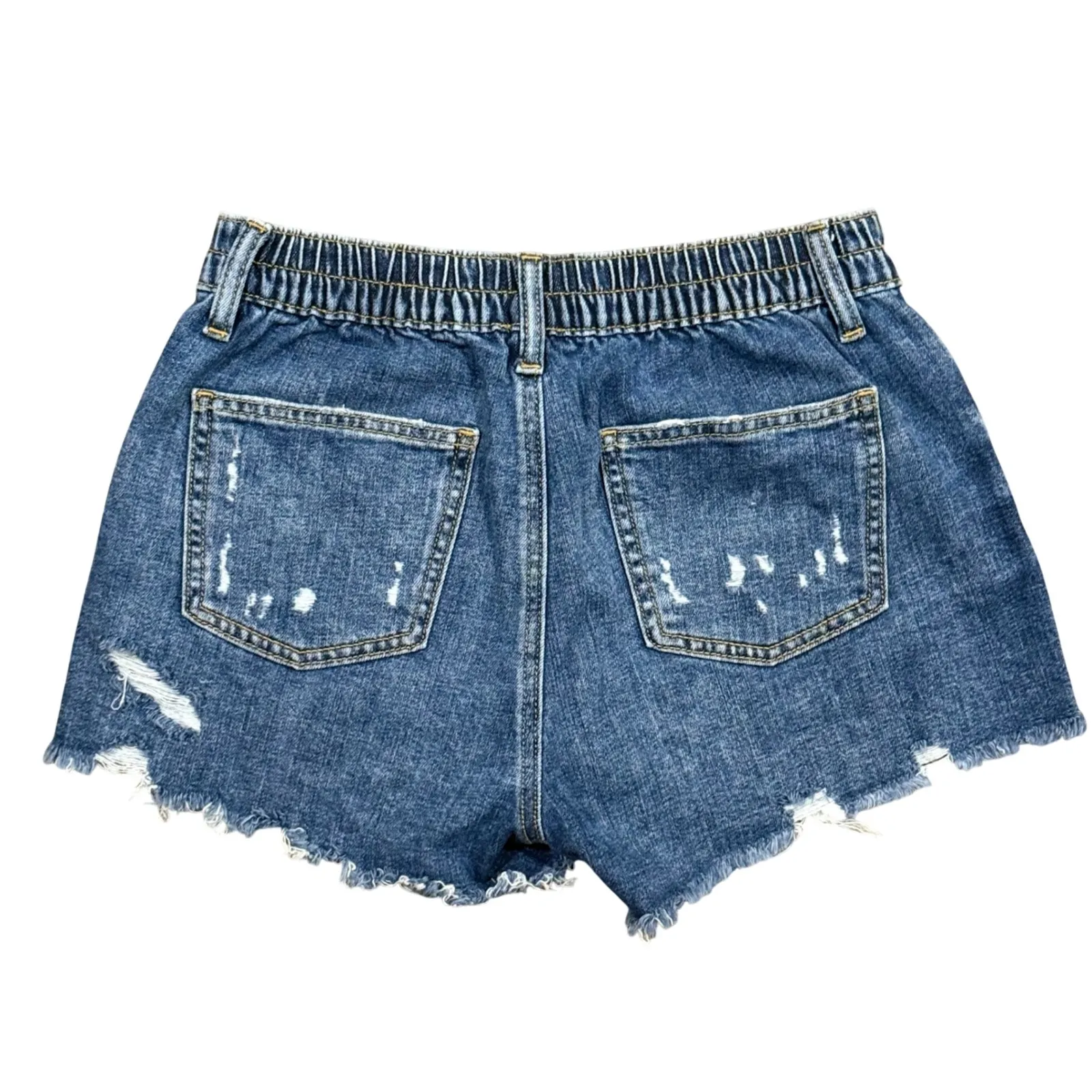 Aerie Women's Blue Denim Distressed Cutoff Shorts XS Elastic Waist - Image 3