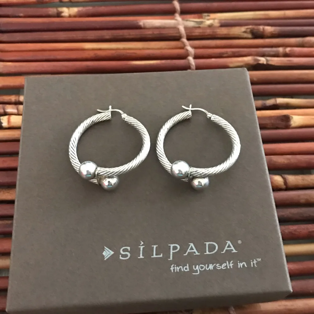 Silpada  Sterling Silver Large Circular Hoop Earrings - Image 2