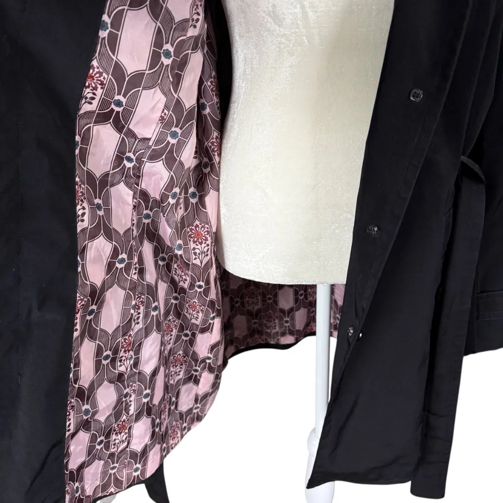 London Fog black fully lined button down belted trench coat women's size large - Image 8