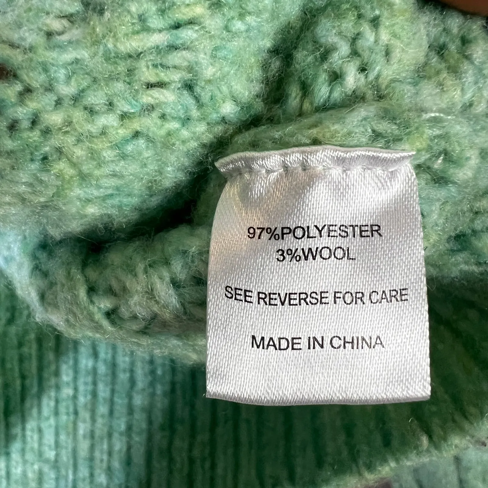 Witty Fox Cable Knit Mock Neck Sweater Womens S Green Textured Cozy Winter - Image 5