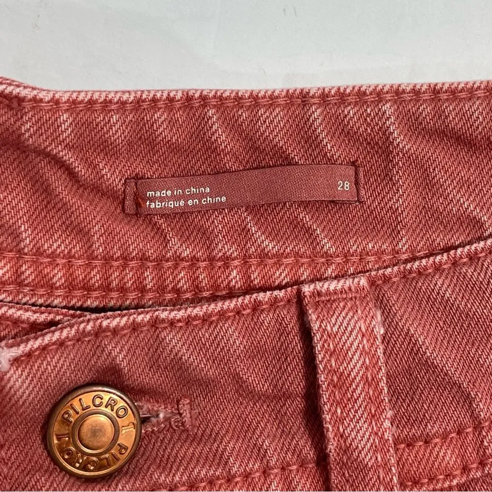 Anthropologie Pilcro High Rise Cropped Jeans Sz 28‎ Dark Coral Denim - Image 5