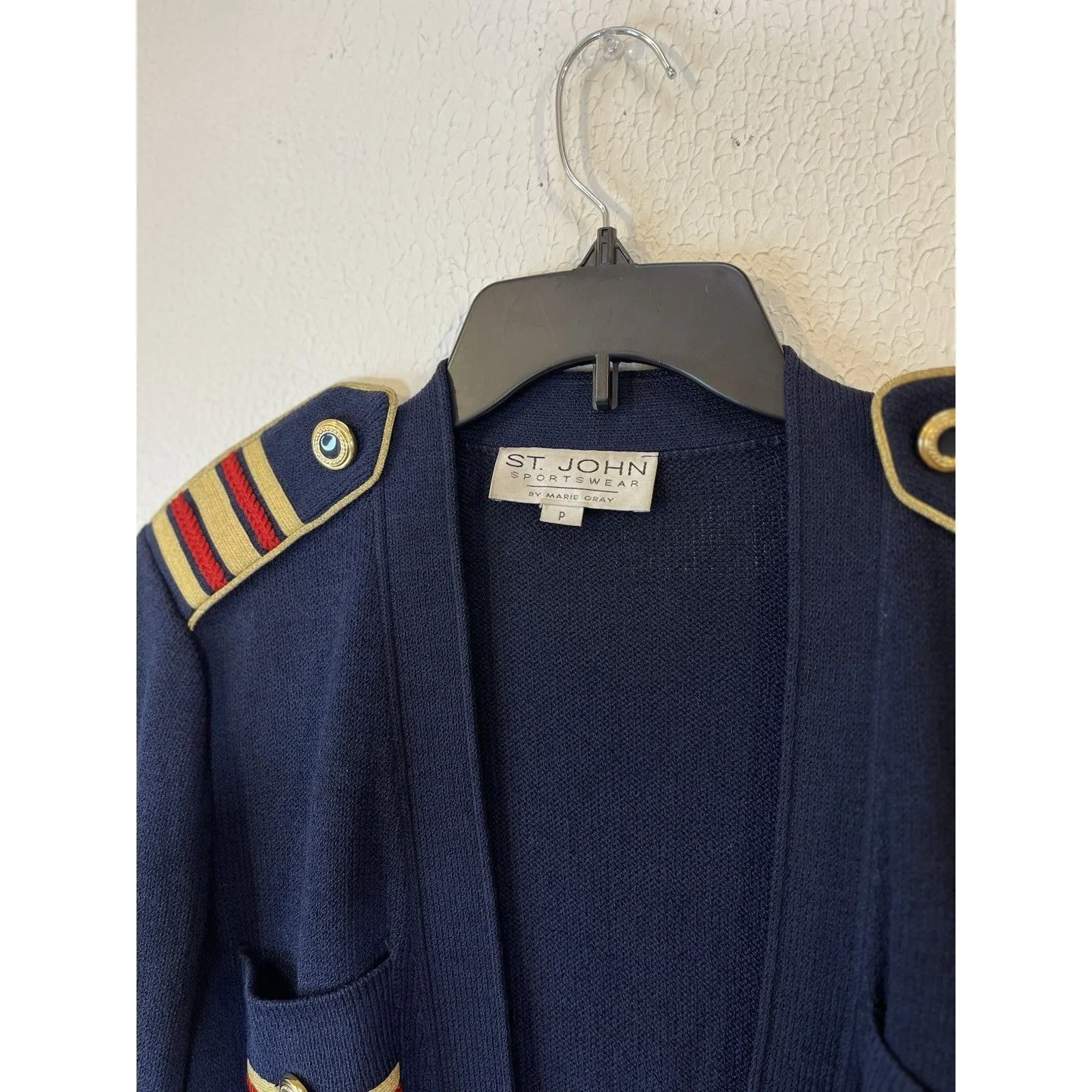 Vintage St. John Sports Santana Knit Sz 6 P Women's Navy Cardigan - Image 6