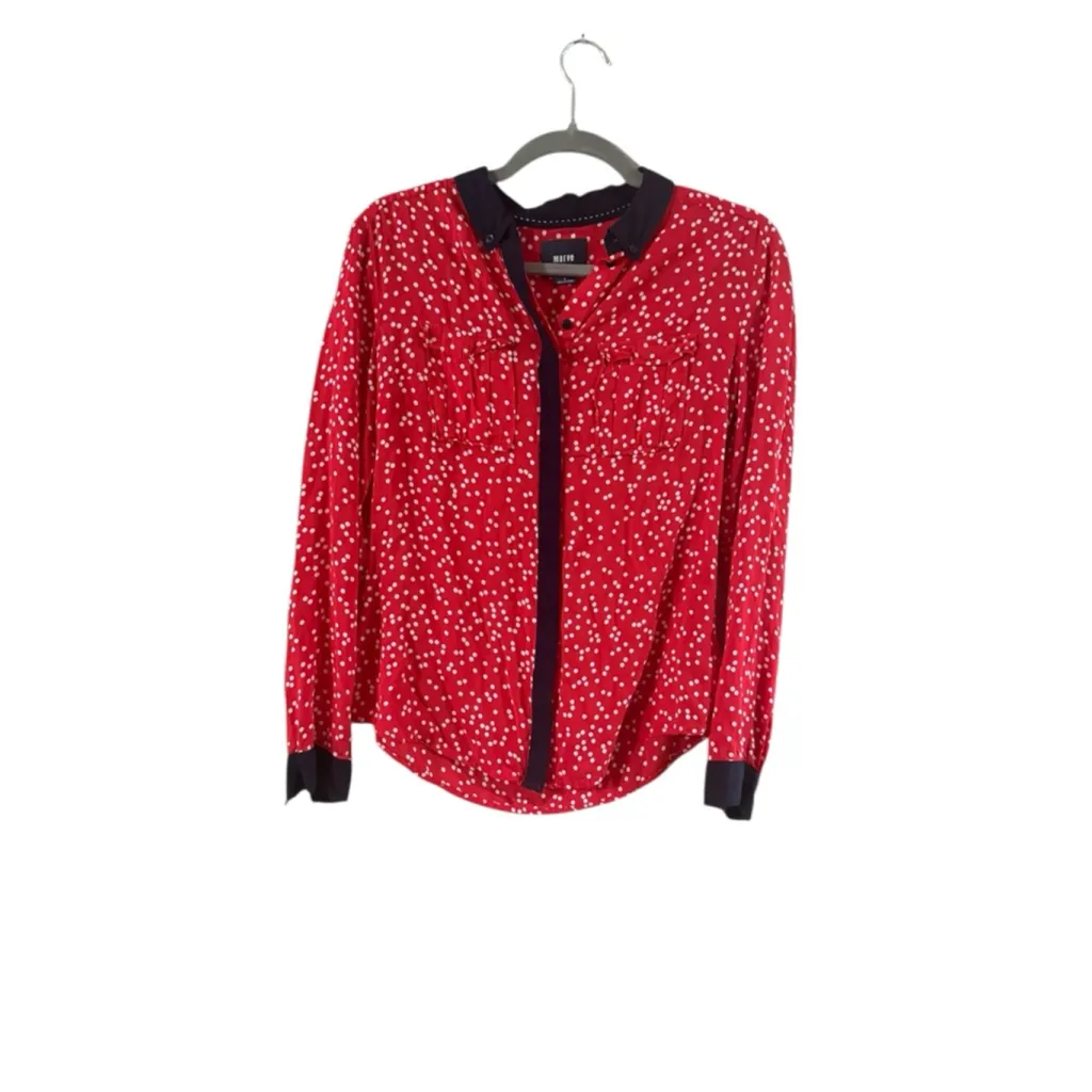 Women's Maeve Red Polka Dot Button Down Shirt Size 2 - Image 4