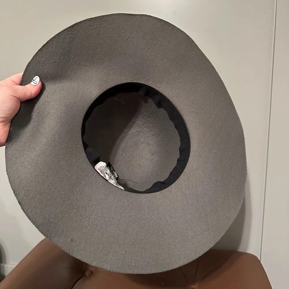 The Hatter Company Grey Felt Wide Brim Hat - Image 5