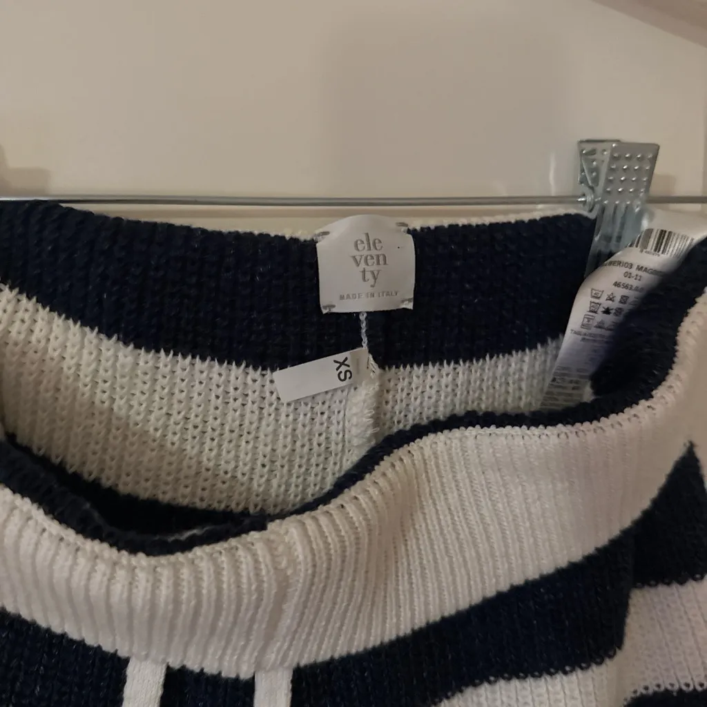 Eleventy Navy and White Striped Knitwear Blue Size XS - Image 4