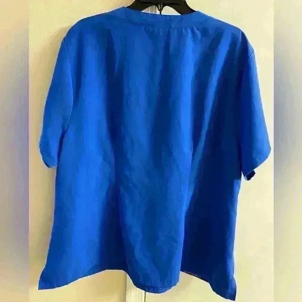 Jaanuu scrubs top royal blue v neck three front pockets 3X - Image 4