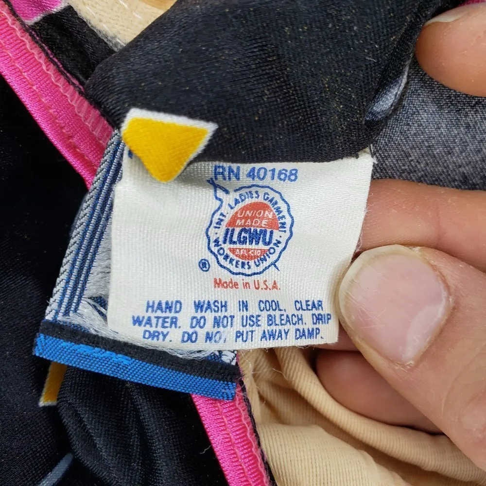 Vintage Union Made NWT Deadstock Mainstream Confetti One Piece Swimsuit Large Black - Image 3