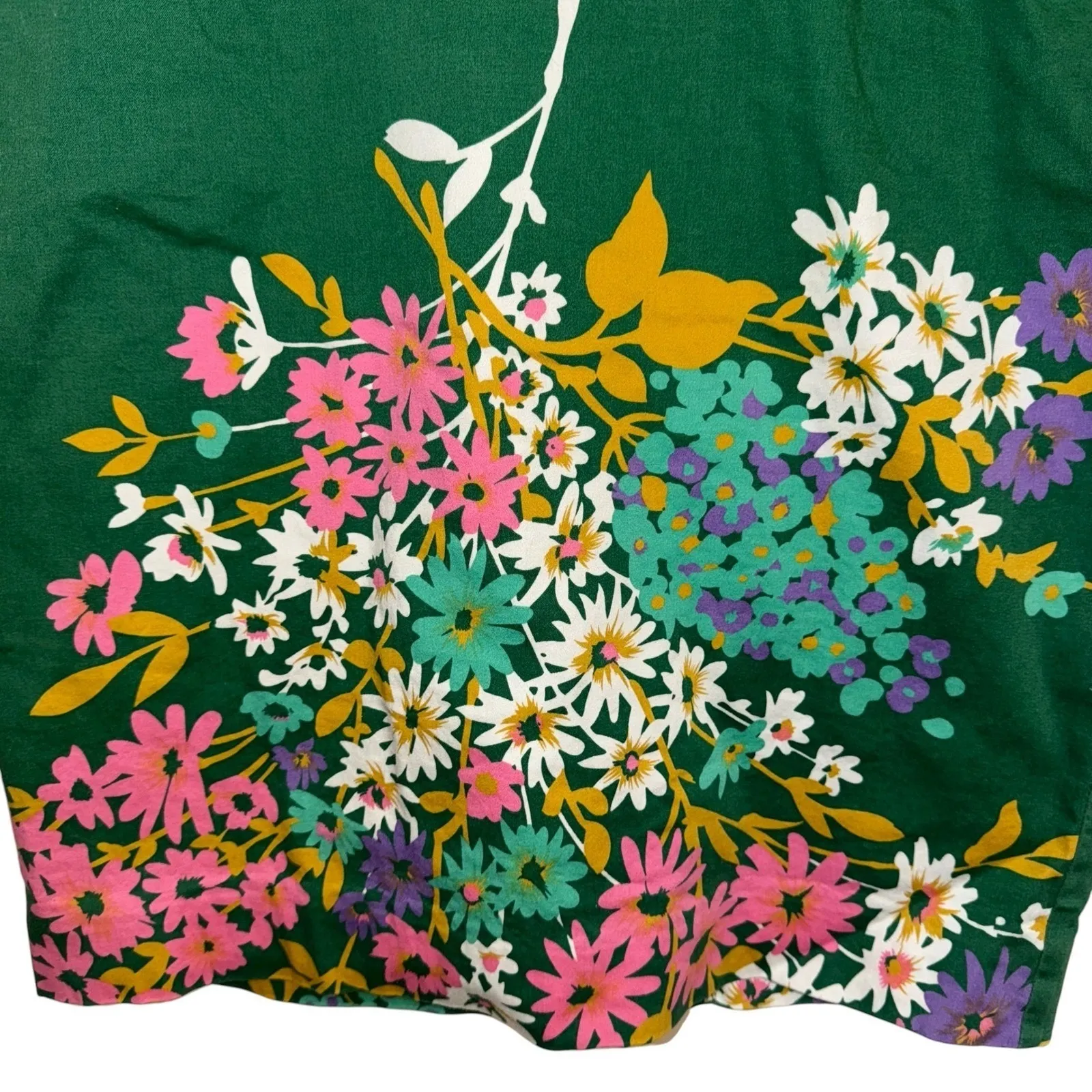 ANTHROPOLOGIE ODILLE Abronia Pink‎ Green Floral Cotton Spandex Skirt Small - Image 4