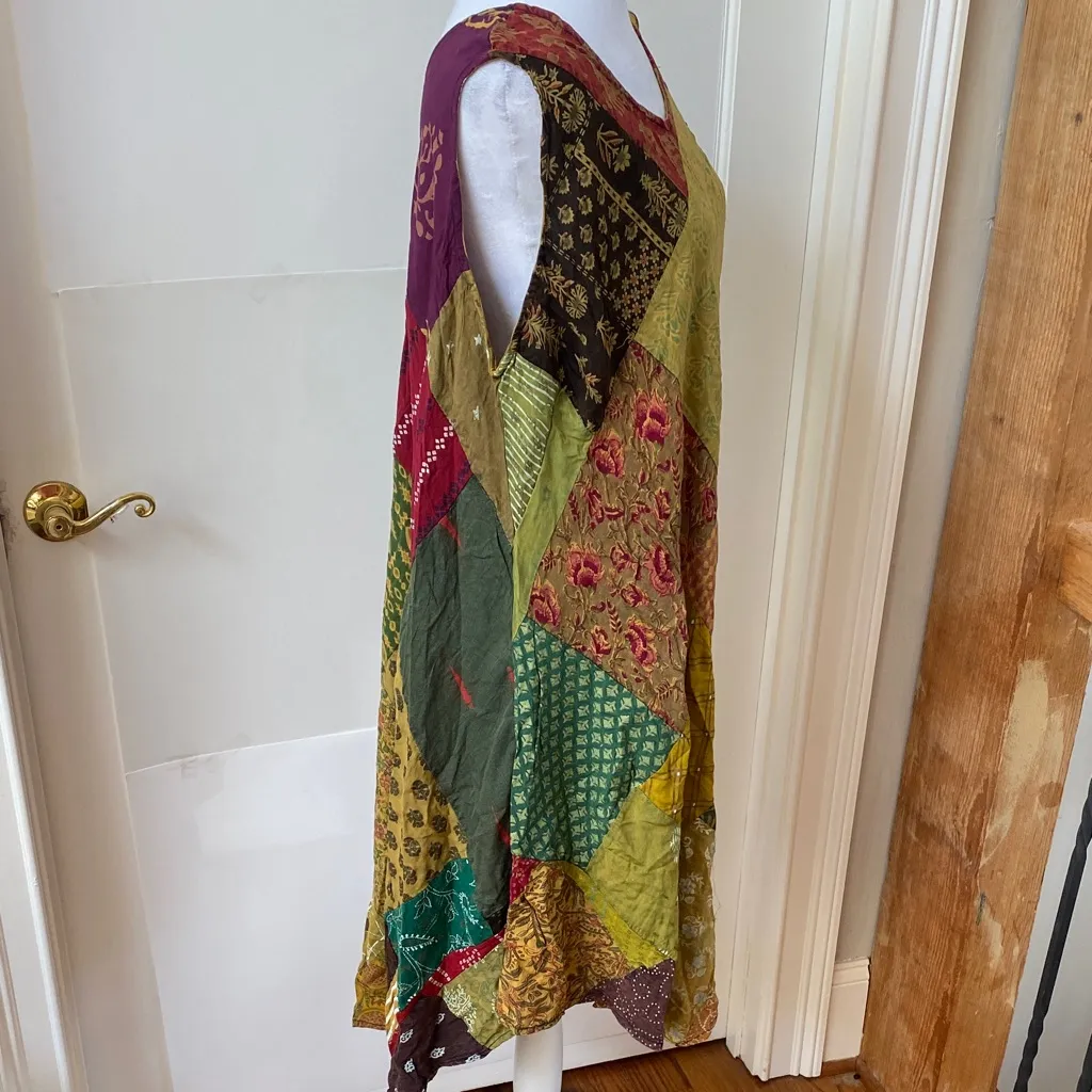 Bohemian Kantha Cotton Patchwork Sleeveless Dress - Image 4