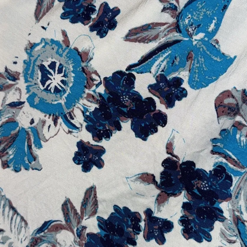 Free People Baja Babe Cold Shoulder Top Blue & Ivory Boho Women’s Small S - Image 9