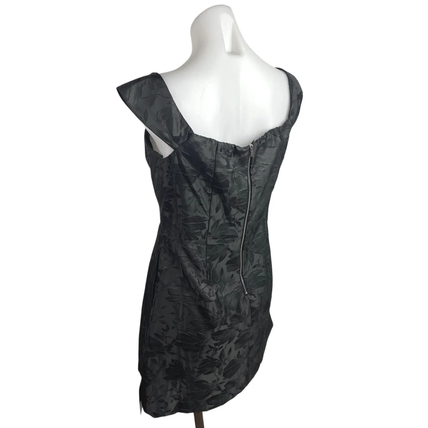 NEW Lulus You're All Heart Black Jacquard Satin Off Shoulder Mini A-Line Dress L - Image 2