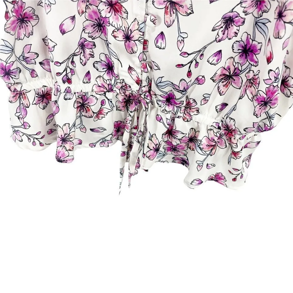 Cupcakes And Cashmere Womens Cortina Camisole Top Ivory Floral V Neck Ruffles XS Pink - Image 4