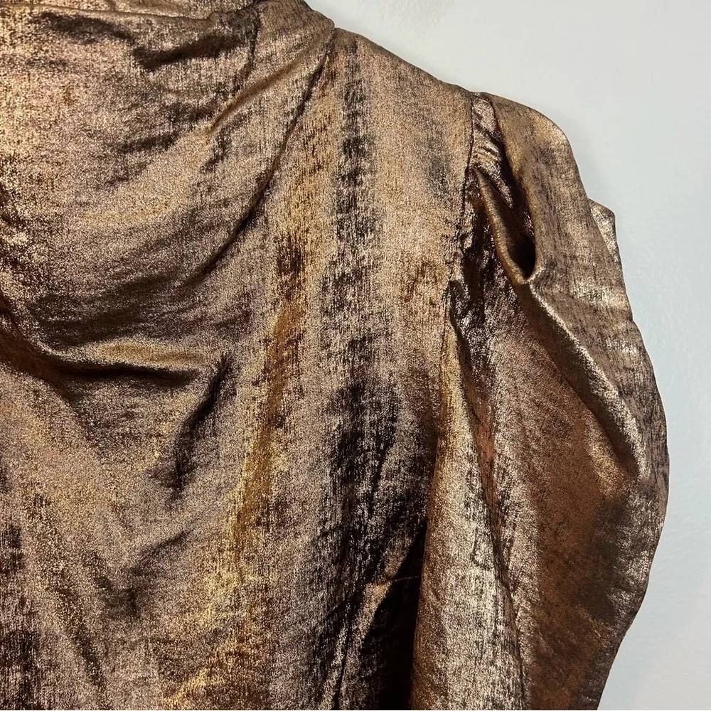 Future Collective Kahlana Barfield Rose Gold Metallic Blouse Size XXS - Image 6