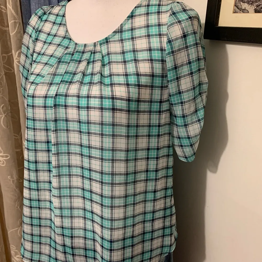 DNA Couture Chiffon Plaid Blouse - Image 3