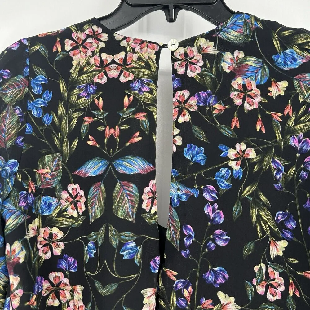 Donna Michelle Tunic Mini Dress Black Floral Flowy Size XS - Image 7