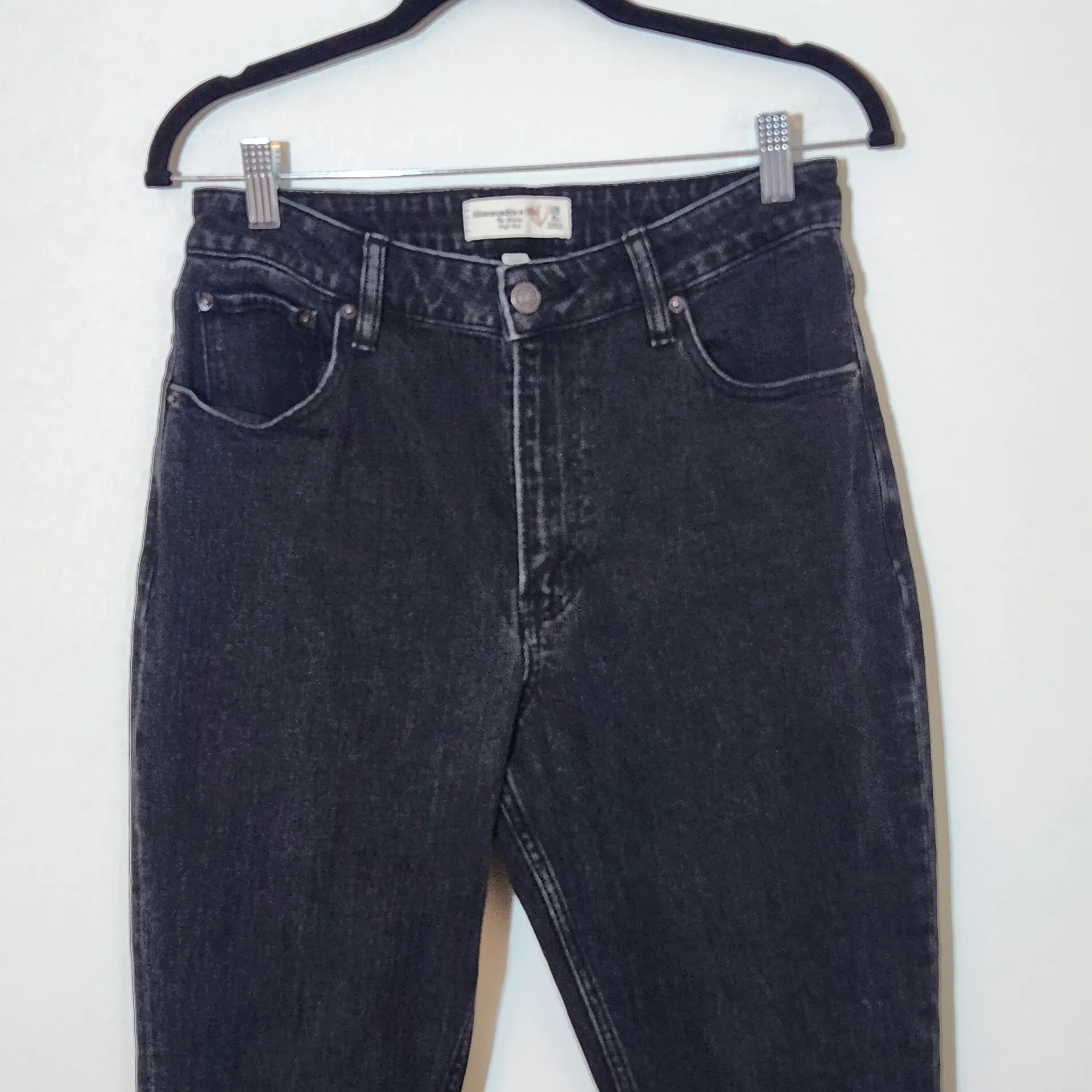 Abercrombie & Fitch Black Skinny High-Rise Jeans with Ankle Slits Size 6 Short - Image 2