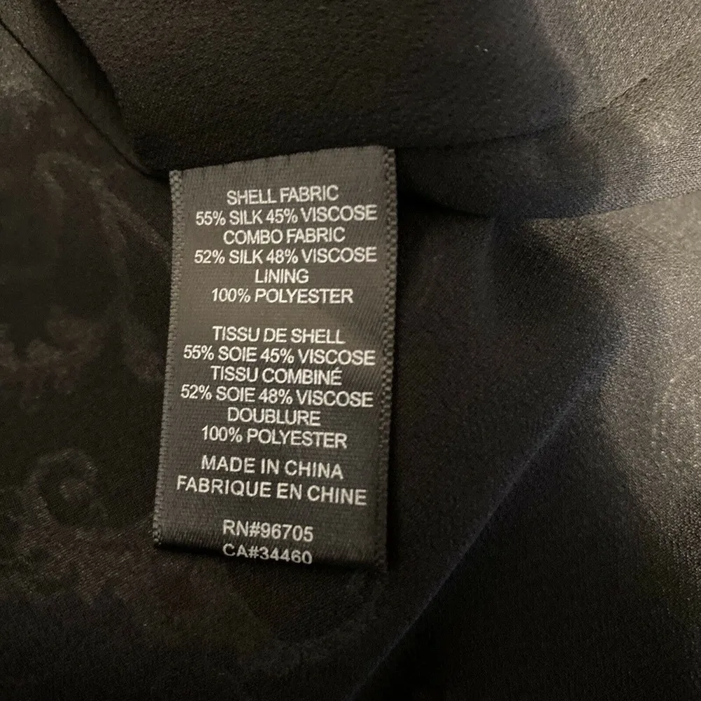 Rebecca Taylor Paisley Floral Dress 12 Black Blue Silk Short Sleeve Pocket VNeck - Image 8