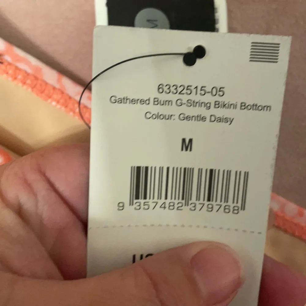 Cotton On gathered bum g string bikini daisy in orange and pink M new - Image 6