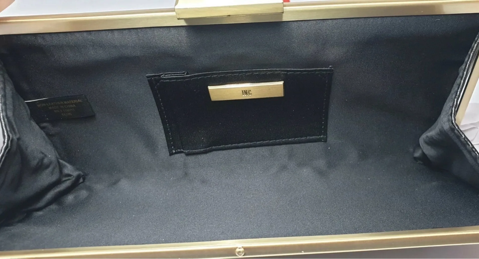 NWT Womens INC Black Purse Clutch Handbag Snap Closure - Image 3