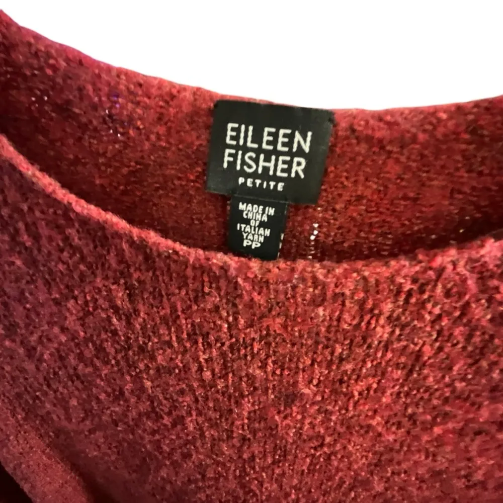 Eileen Fisher Cropped Boat Neck Wool Blend Open Knit Sweater - Image 7