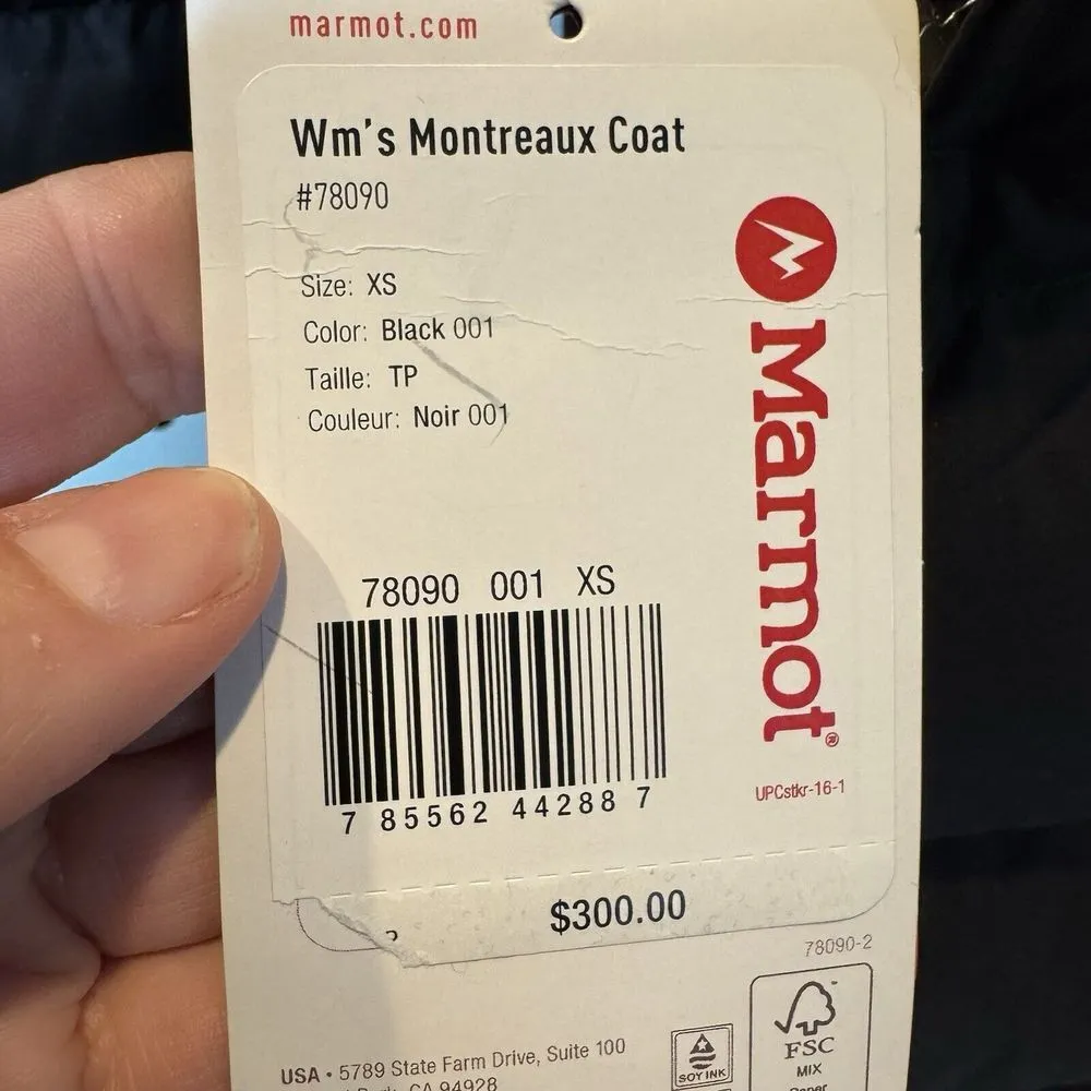 Marmot Montreaux Down Puffer Coat - Women's, XS, Black With Hood 700 Fill NWT - Image 10