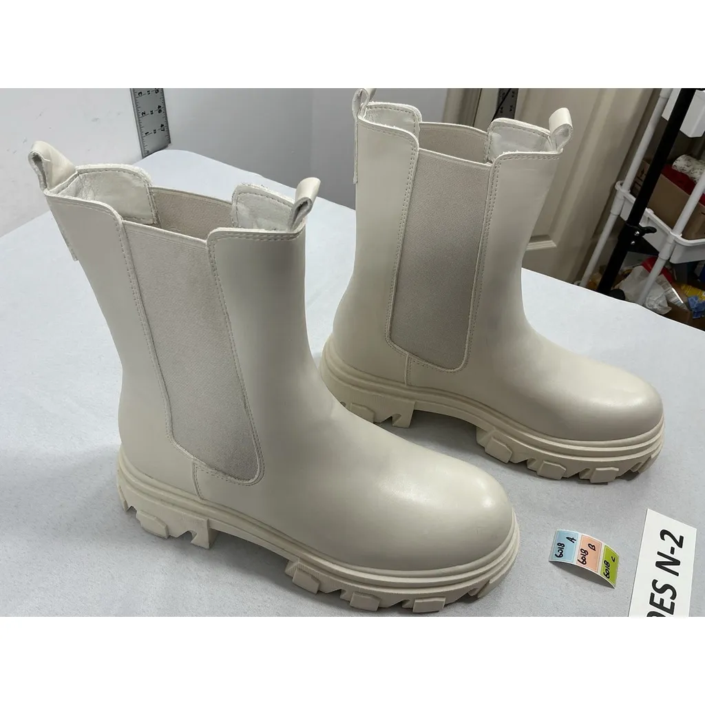 Womans Dream Pairs Ankle Boots Pullon Ivory 8.5 Chunky Heel Elastic Ankle NWOT - Image 2