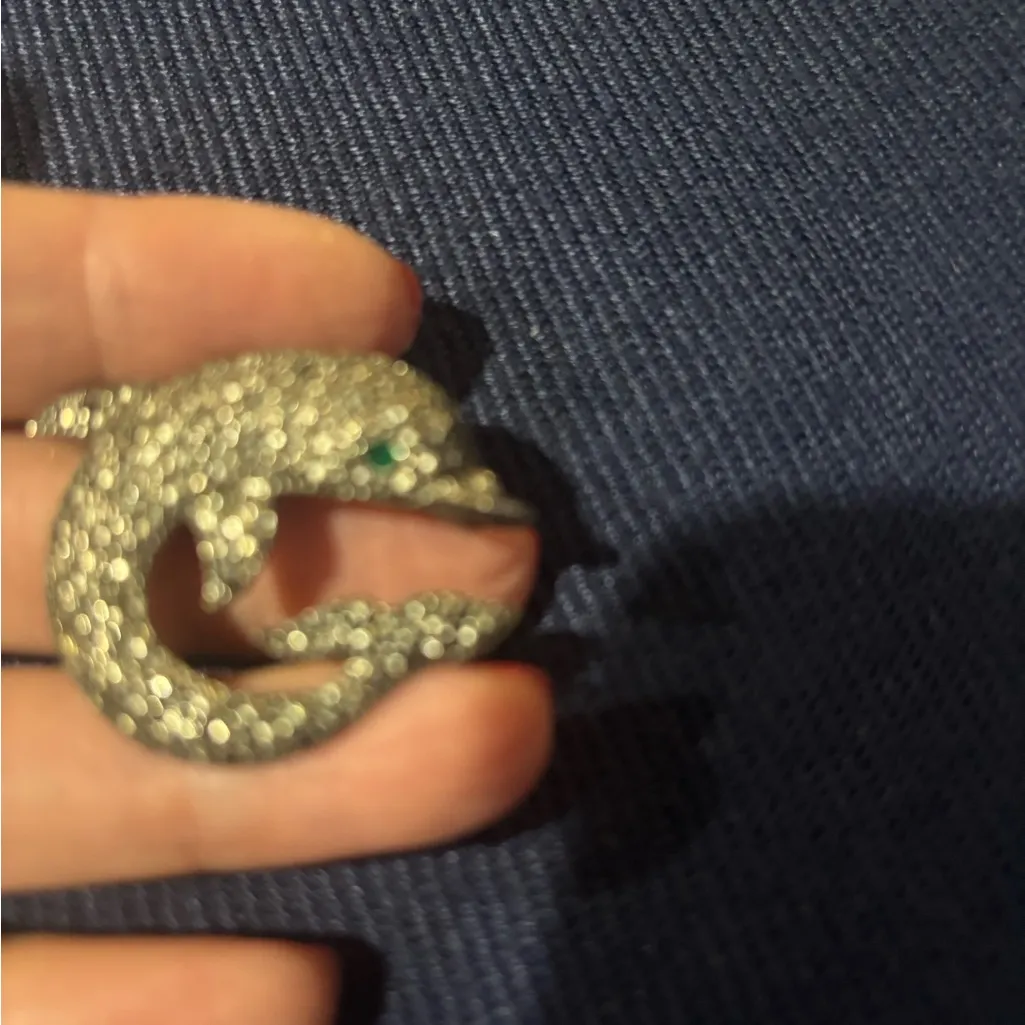 Vintage Marcasite Rhinestone Textured Figural Dolphin Curled Brooch Pin Silver - Image 3