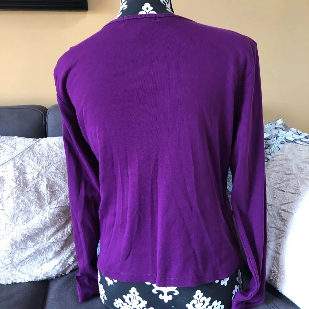 LAUREN RALPH LAUREN Purple Jersey Top Petite M - Image 4
