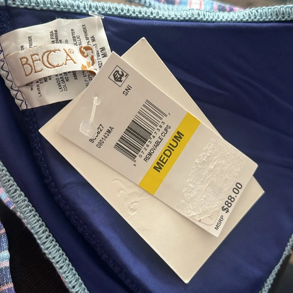 BECCA Metallic Bikini Swim Top w/Removable Cups in Purple Size M NEW w/Tag - Image 6