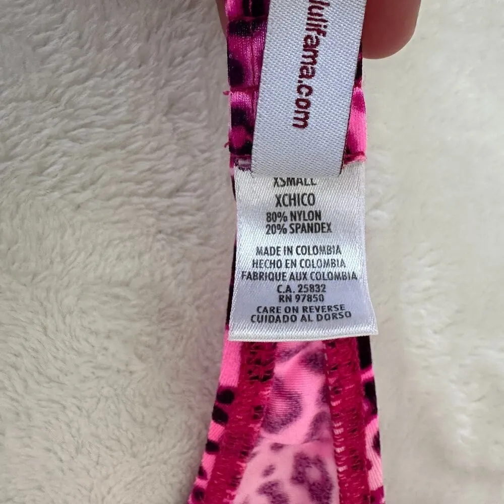 Luli Fama Bikini Pink Leopard Bandeau Push Up Top Ruched Brazilian Bottom - Image 8