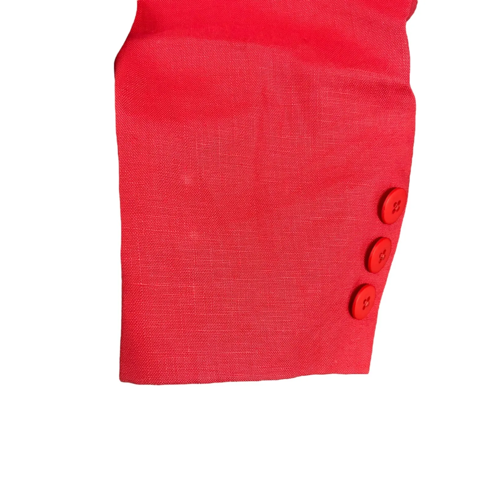 Classiques Entier‎ Petites Med Red Linen Blazer Jacket Business Single Button - Image 10