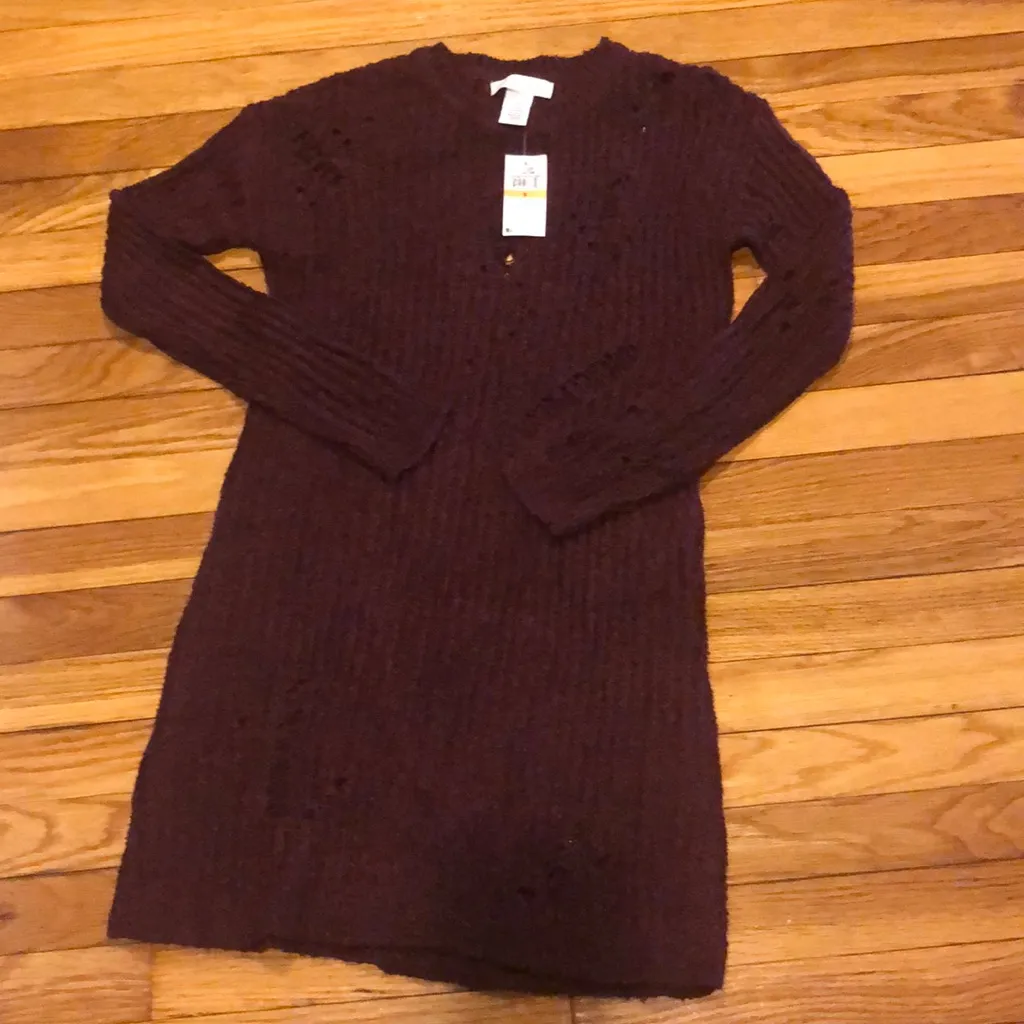 Planet Gold Destructed Pullover Sweater Dress (S) - Image 7