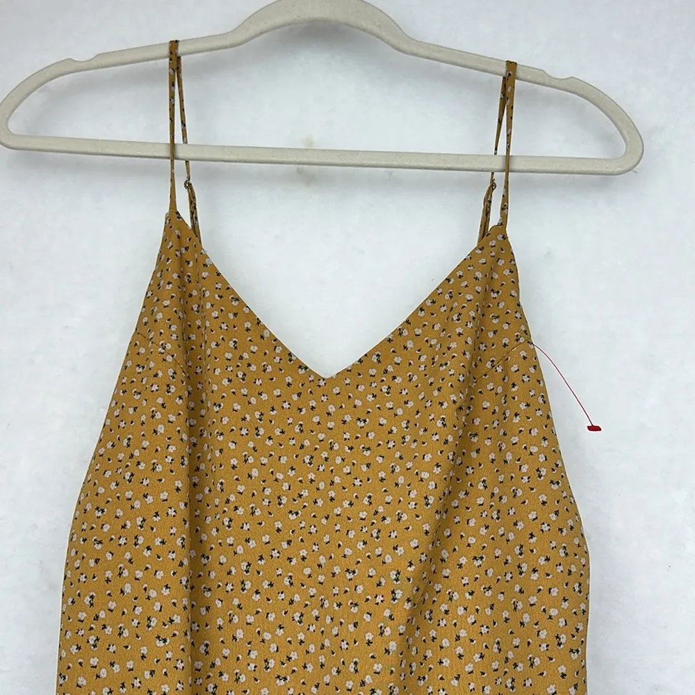 Forever21 Yellow Floral Print Dress Adjustable spaghettis straps Ties in back  S - Image 2