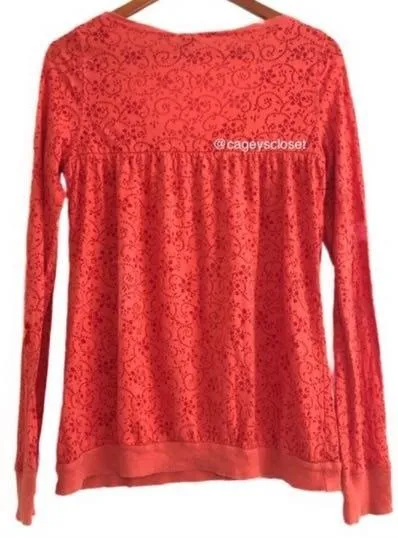 M Floral Pattern Burnout Henley Top - Image 2