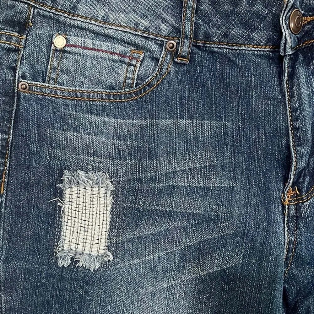 Adam Levine Denim Jeans Misses 9/10 Tattered Drip Wash Blue Distressed Stretch - Image 7