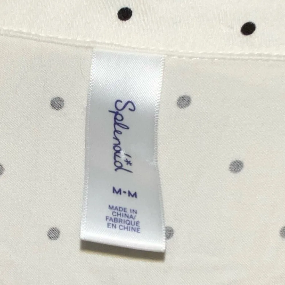 Splendid Button Down Cream Polka Dot Long Sleeve Pajama Top - Image 3