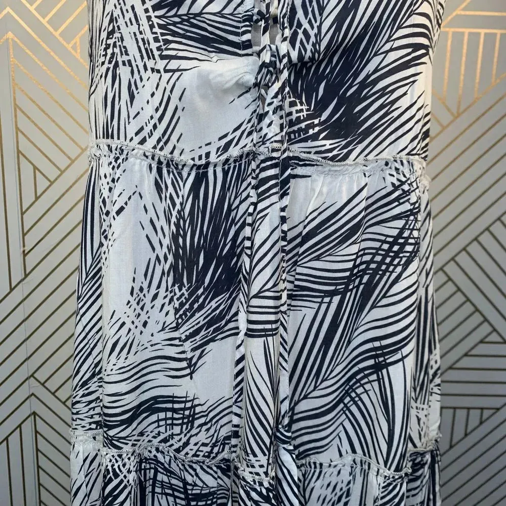 PilyQ Nassau Gulsina Long Dress in White and Black Palm‎ Tropical Size XS/S - Image 5