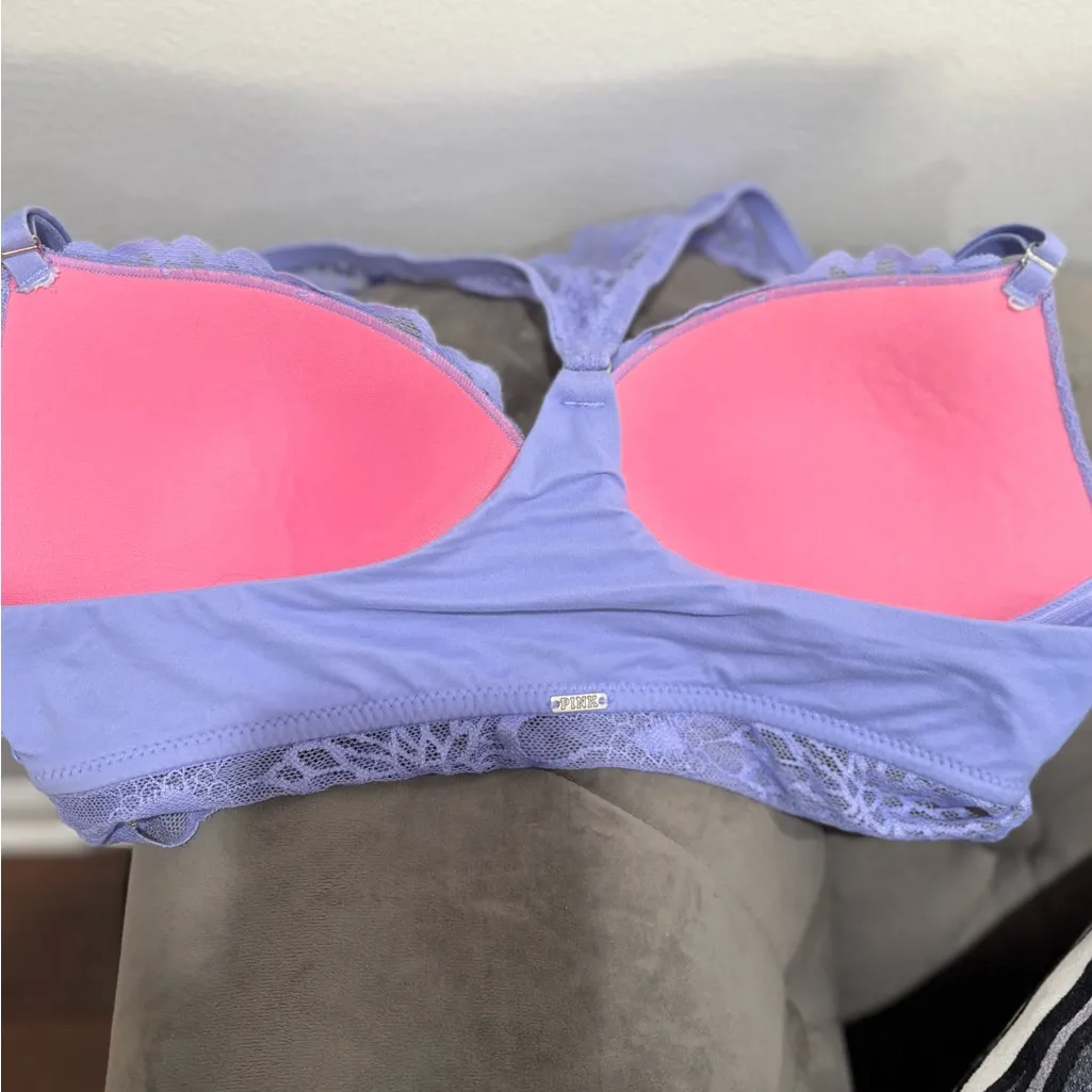 Victoria’s Secret PINK Lace Purple Push-Up Racerback Bralette - Image 9