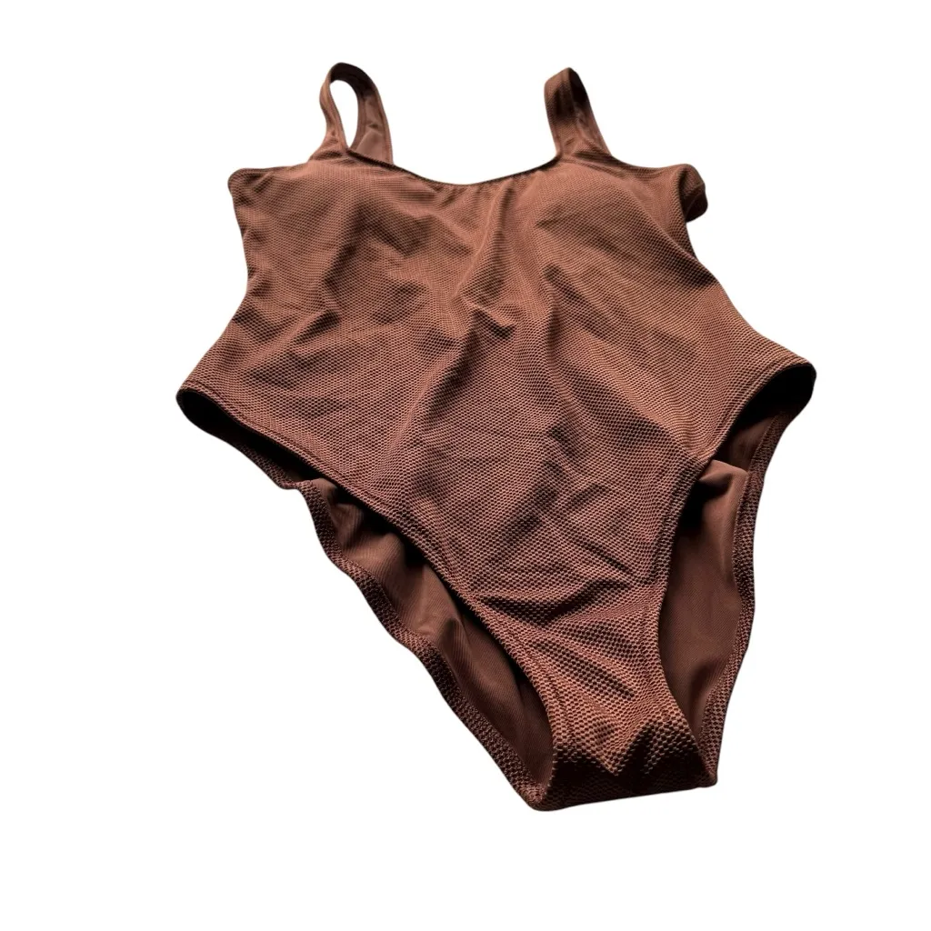 Aerie One Piece Cheekiest Swimsuit Pique Babewatch Brown Size Large Swimwear - Image 5