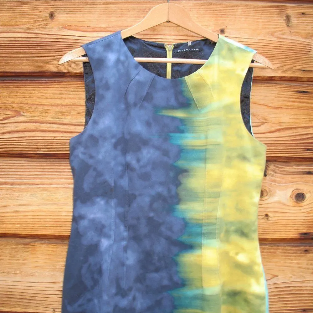 Elie Tahari Blue Multi Color Stretch Dress 6 - Image 4