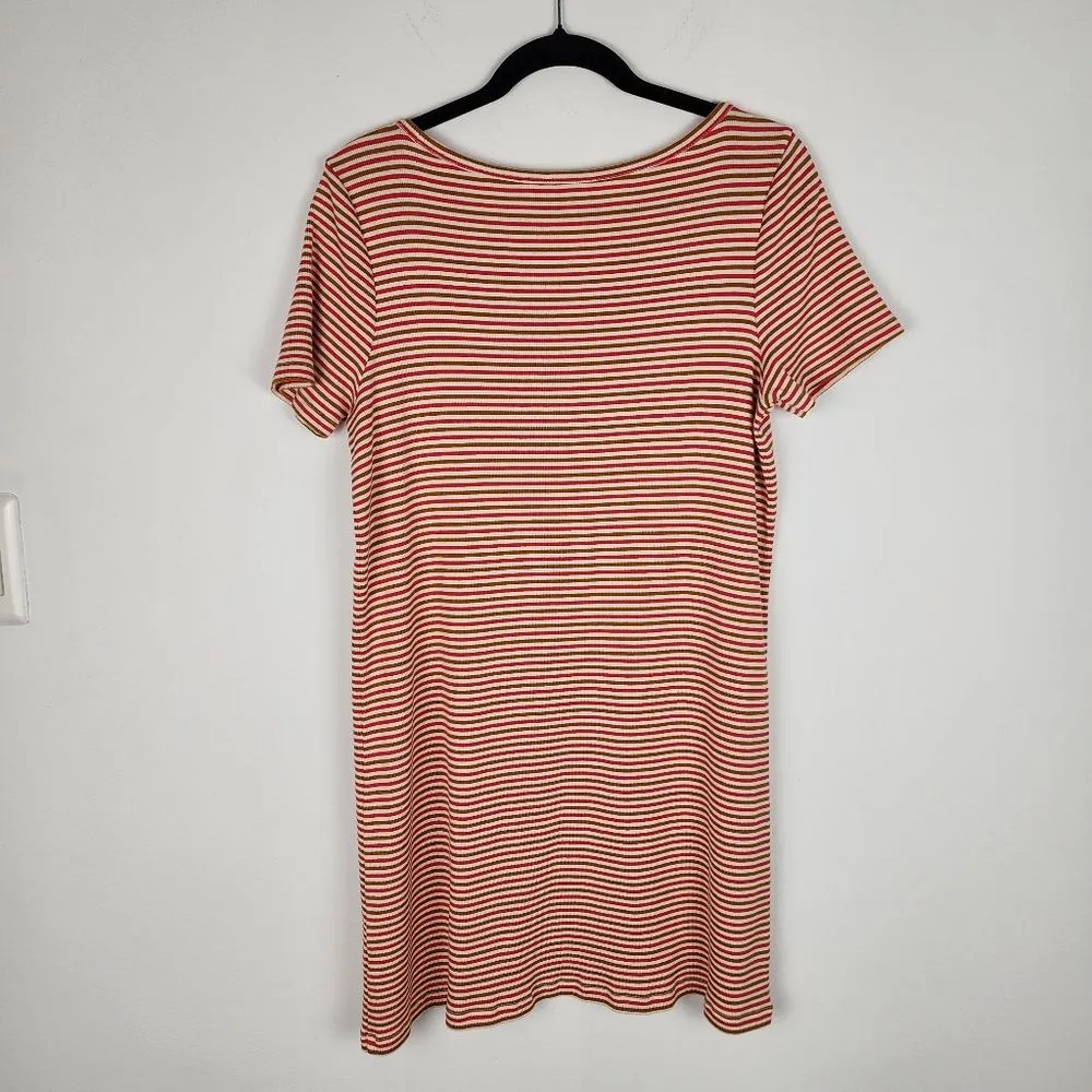 Madewell Swingy Tee Dress Stripes Ribbed Stretchy Mini Dress T-Shirt Tunic M - Image 3
