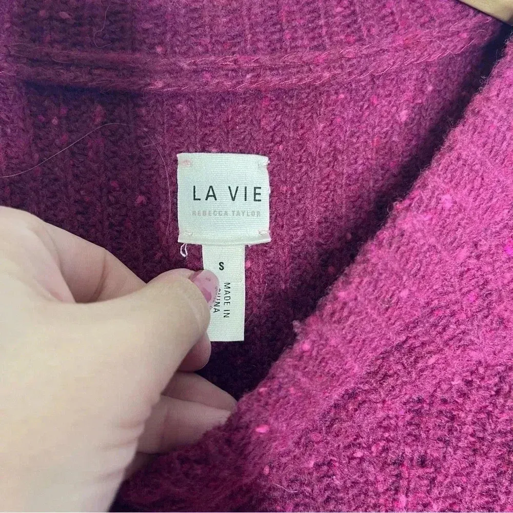 Rebecca Taylor La Via Red Ribbed Peplum Sweater Berry Revolve Size Small - Image 6