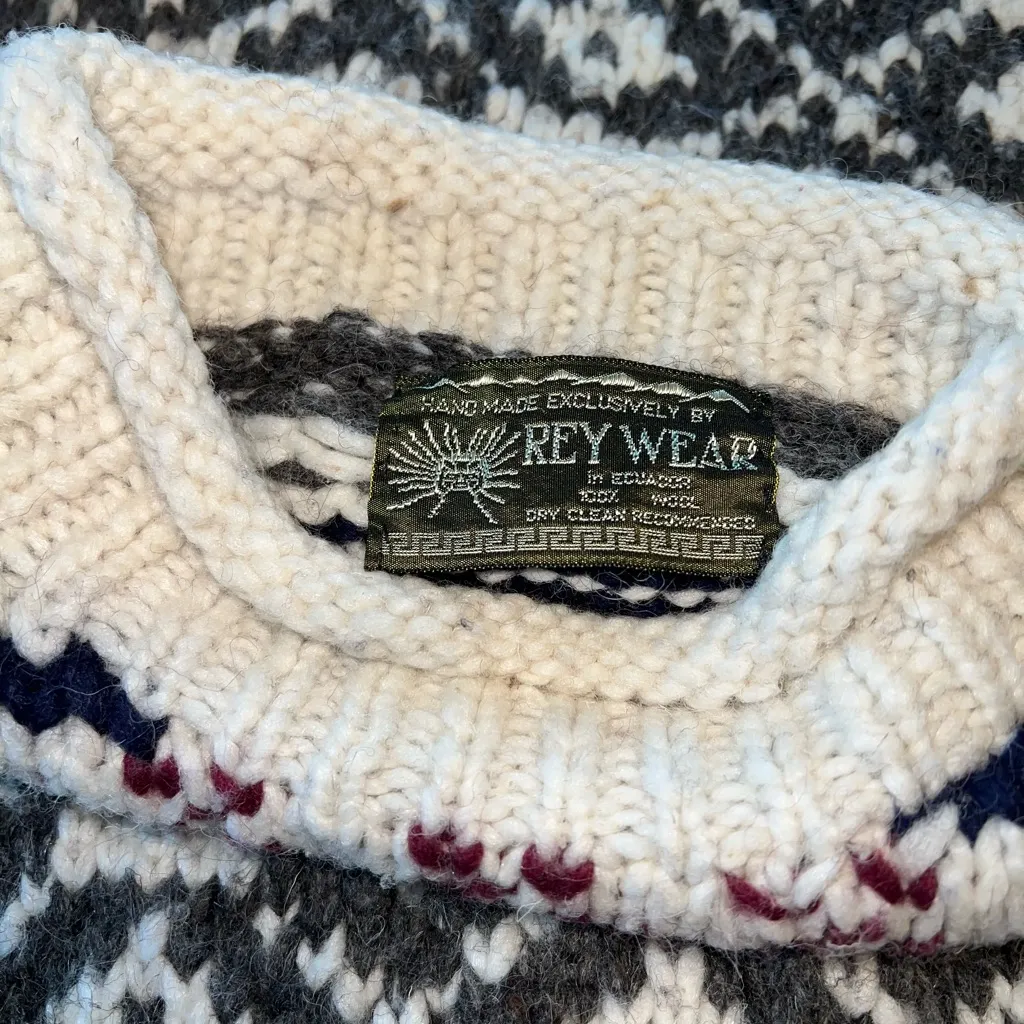 Awesome Vintage 1980s Rey Wear Wool Fair Isle Sweater! Size L - Image 6
