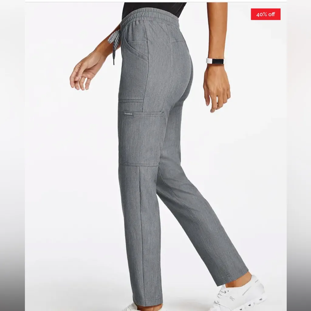 Jaanuu Women's 8-Pocket‎ Cargo Scrub Pant - Heather Gray - Image 2
