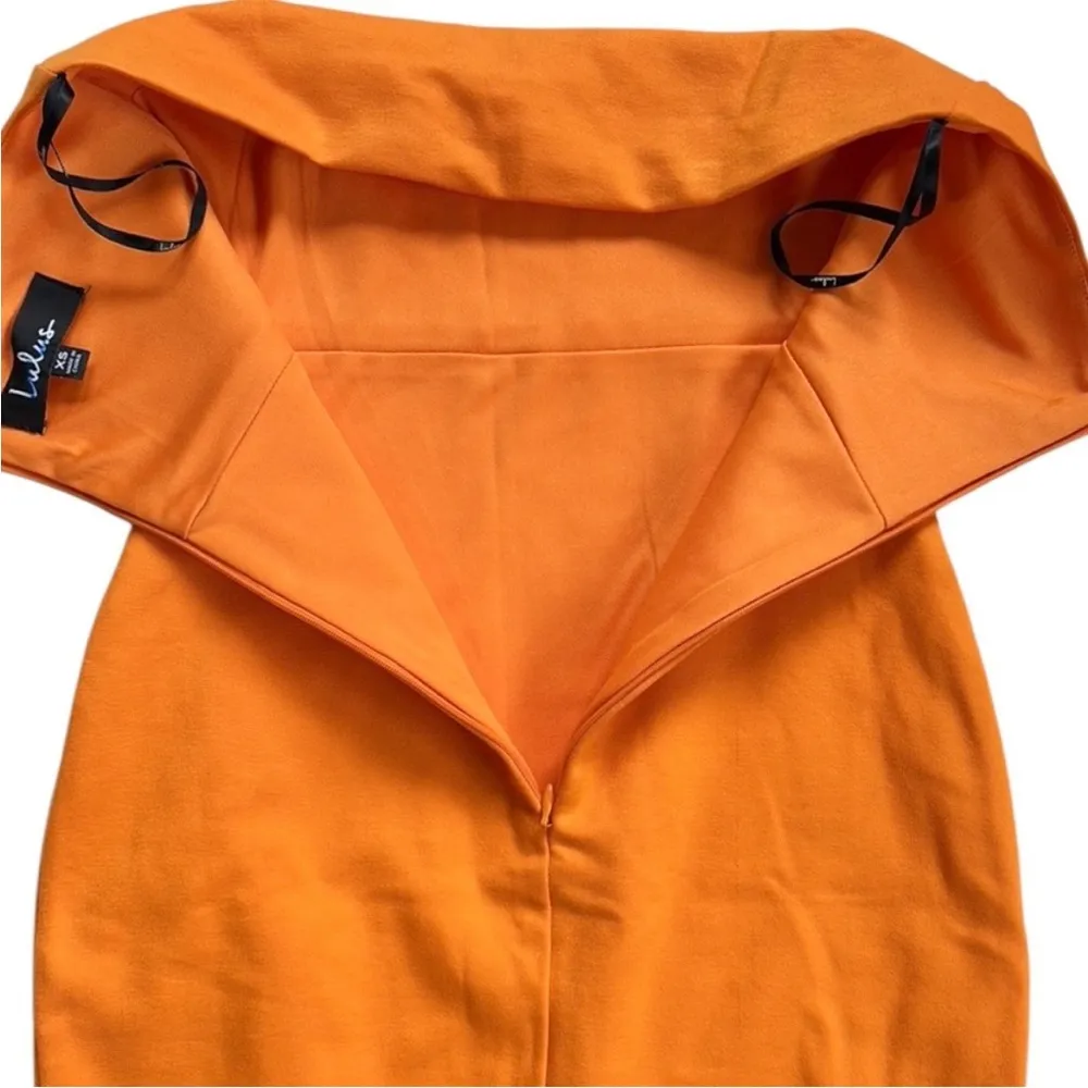 NWT Lulus Anika Ruffled Strapless BodyCon Dress Orange Size XS - Image 10