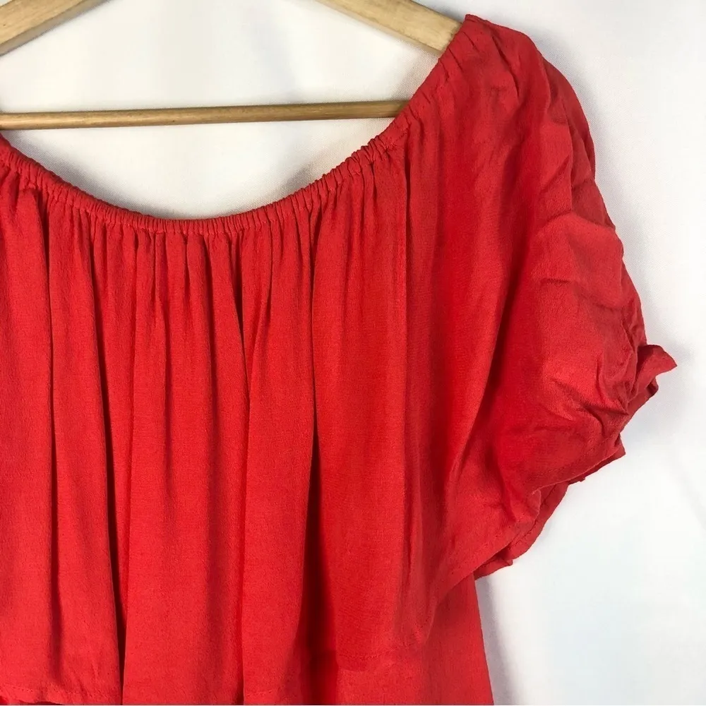 Anthropologie Holding Horses Coral Maya Ruffle Short Sleeve Blouse S - Image 4