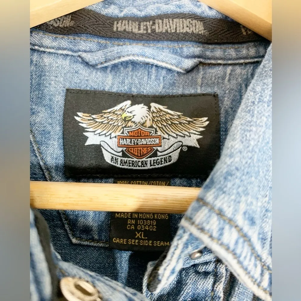 Vintage Harley Davidson Sleeveless Denim Shirt Size XL - Image 8