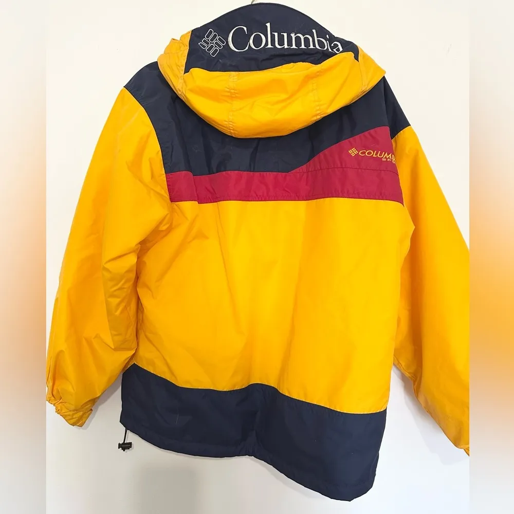 VTG Columbia Anorak Pullover Jacket Womens small yellow Colorblock - Image 3